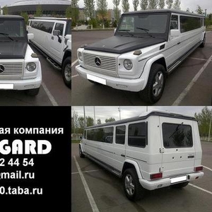 Аренда лимузина Mercedes-Benz Gelandewagen белого цвета для свадьбы 