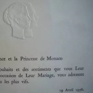 Приглашение на свадьбу князя и княгини Монако 1956 г.